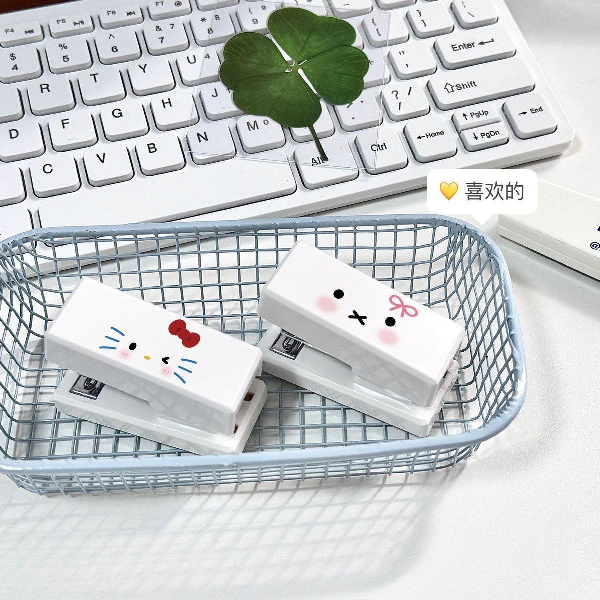 Cute expression mini stapler, high-looking stapler, student handbook, test paper binder, office portable card head
