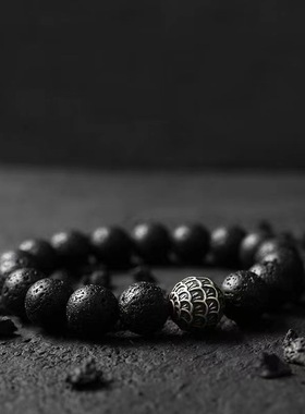 天然火山石手链女款轻奢小众设计