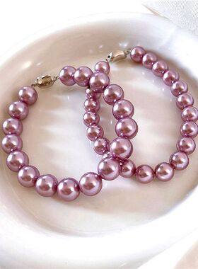 仿施家紫色珍珠手链法式气质手串