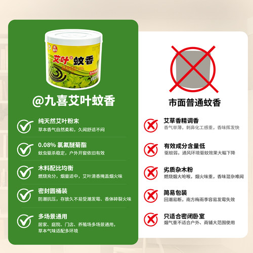 九喜艾叶草蚊香家用强力驱蚊灭蚊盘香非无毒户野外儿童文香盒批发 - 图1
