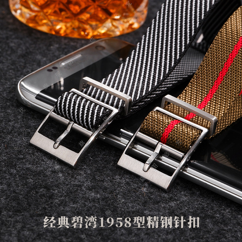 适配帝陀碧湾1958型织纹防水手表带 优亨配件