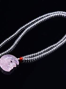 九尾狐天然粉水晶锁骨链