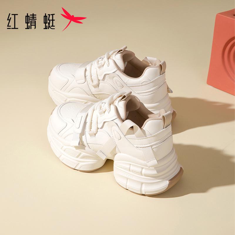 红蜻蜓女鞋2025秋冬新款老爹鞋女厚底增高显脚小休闲百搭运动鞋女 - 图3