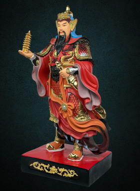 托塔李天王合成玉石树脂客厅摆件