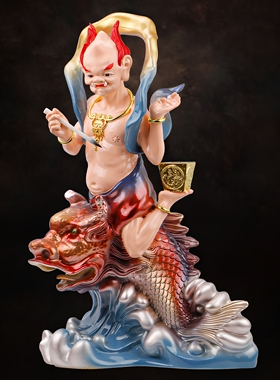 树脂彩绘像魁星点斗居家客厅摆件