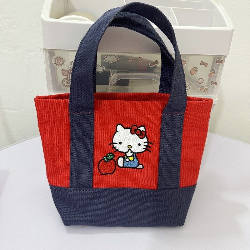 日系新款卡通刺绣迷你帆布手提包可爱小巧便携散步手拎包化妆包,淘宝优惠券,粉丝福利购,淘宝优惠卷