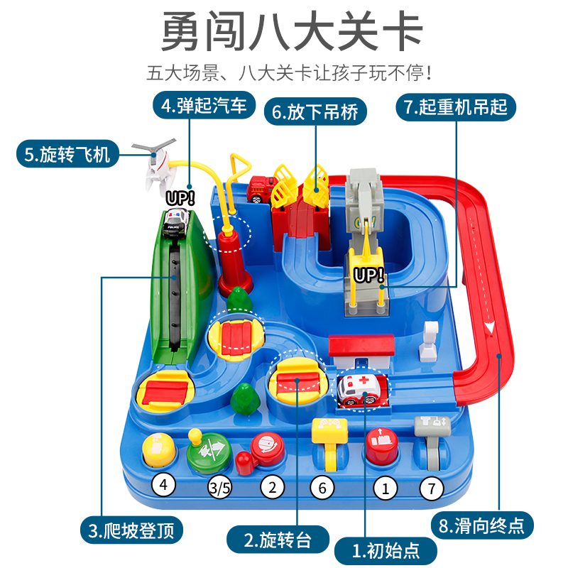 儿童汽车闯关大冒险抖音轨道小火车 聚尼母婴电动/遥控轨道