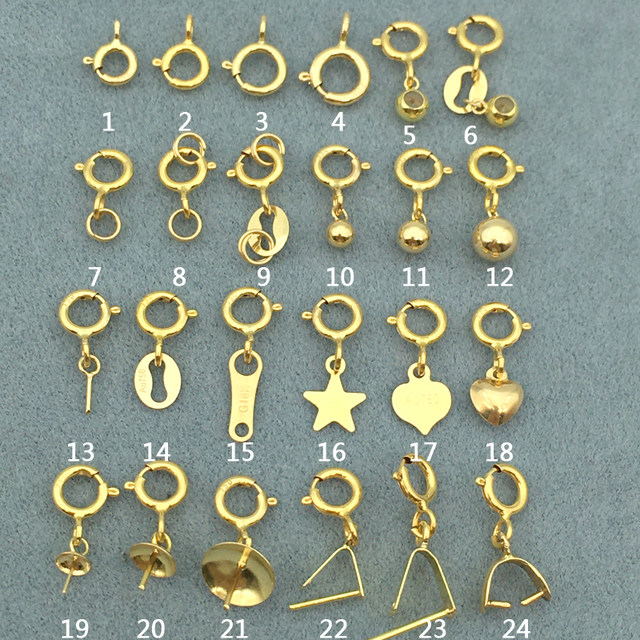 18k gold spring button pearl pendant pendant