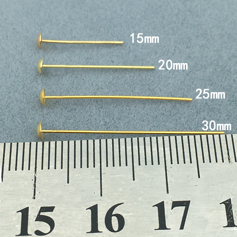 18K金T字针配件全孔封底AU750圆珠托盘9字针DIY珍珠玉石长款堵头 - 图3