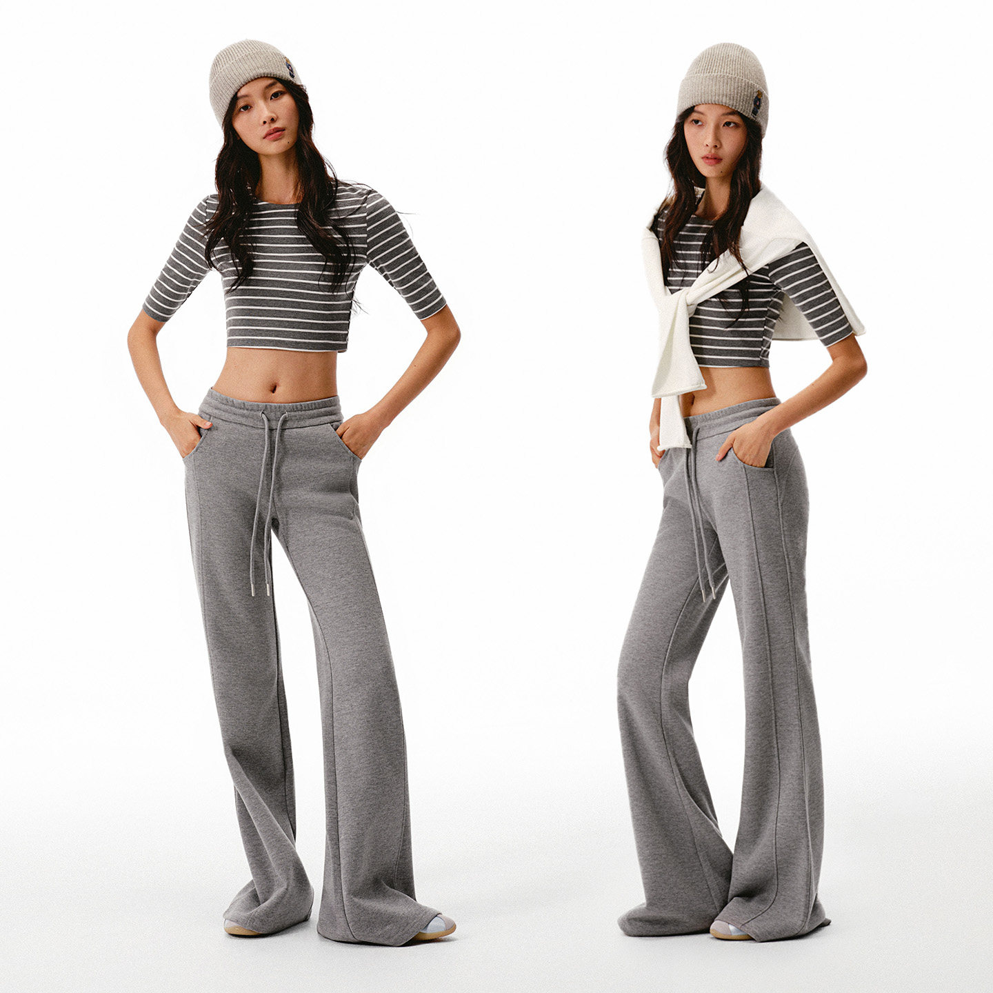 asomesome美式羊毛修身直筒微喇裤女秋冬磨毛厚卫裤运动休闲裤子,淘宝优惠券,粉丝福利购,淘宝优惠卷