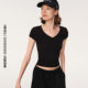 Asomesome American slim right shoulder ເສື້ອຍືດແຂນສັ້ນສໍາລັບແມ່ຍິງ