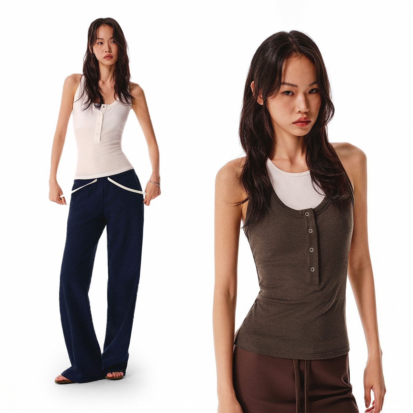 asomesome美式天丝羊毛半开襟纽扣吊带女秋内搭背心修身针织上衣,淘宝优惠券,粉丝福利购,淘宝优惠卷