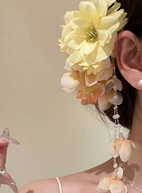 春季拍照黄色系列边夹发卡