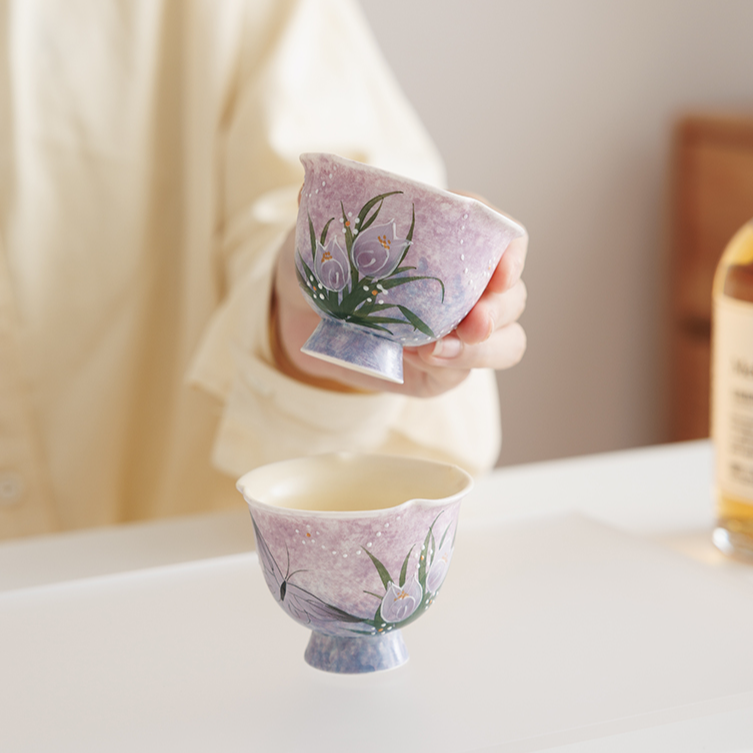 亘古粉引郁金香花口主人杯家用茶杯泡茶品茗茶具杯子手绘精致水杯,淘宝优惠券,粉丝福利购,淘宝优惠卷