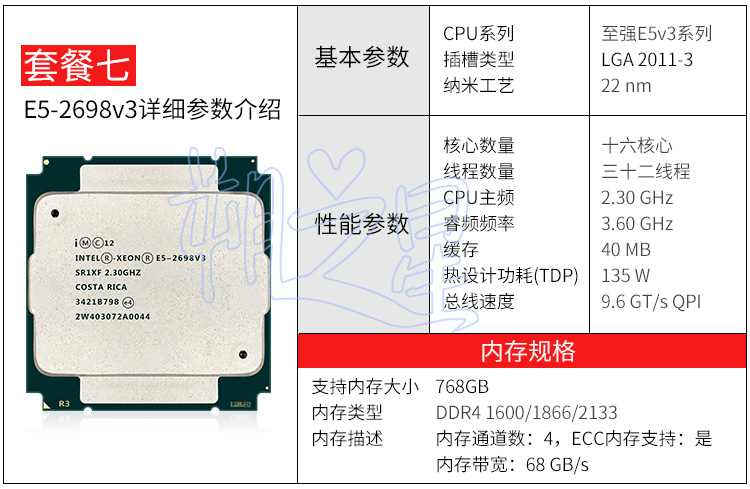 至强 E5 2666V3 2683V3 2695V3 2696V3 2697V3 2698V3 2699V3 CPU-图2