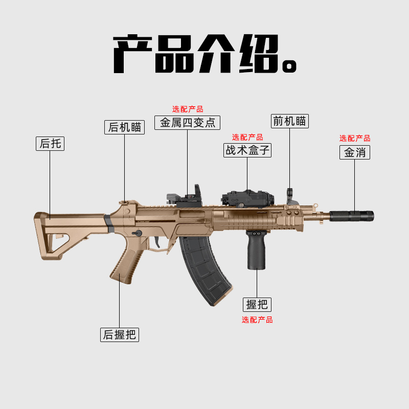 图鹰191金齿电动回膛冲锋模型玩具QBZ192突击式步枪wargame发射器 - 图0