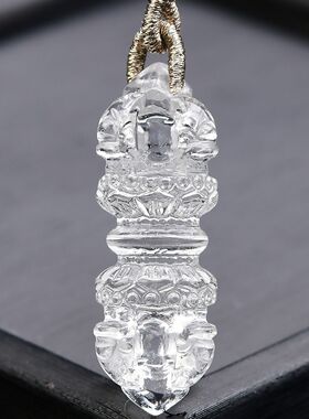 小富婆白水晶金刚杵吊坠小号白水晶五股金刚杵吊坠白水晶降魔杵