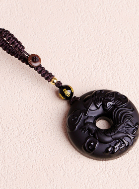 天然黑曜石12十二生肖吊