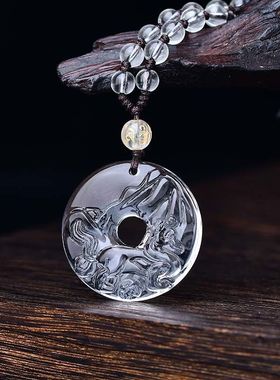 淘运灵阁2026马年新款白水晶生肖鸡天禄登峰招财12生肖吊坠项链