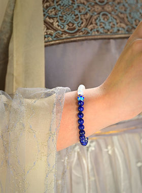 官方天然青金石蓝月光石手链女款