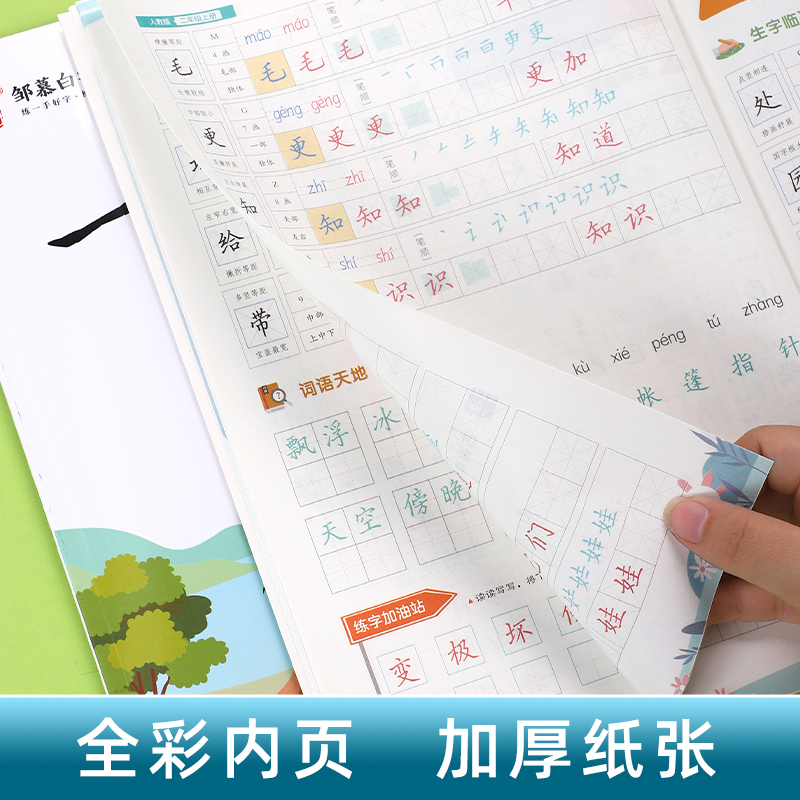 邹慕白小学生同步练字帖一二年级三四五六年级上册下册语文课本同步人教版每日一练儿童生字描红专用笔画笔顺硬笔书法一手好字字帖