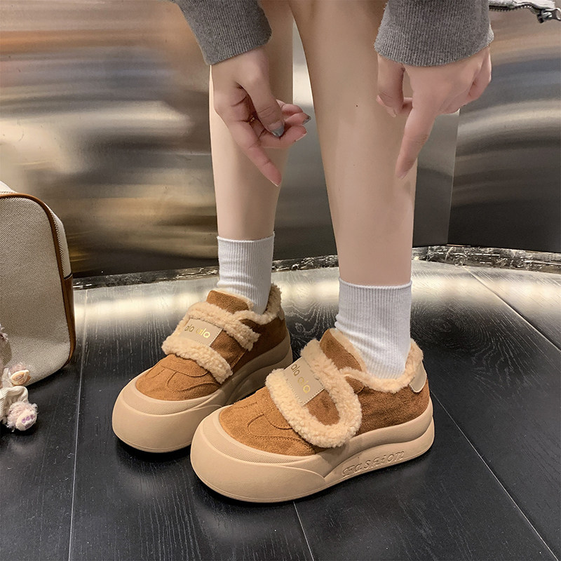厚底毛毛鞋魔术贴方便时尚女鞋2025冬季新款增高加绒加厚面包棉鞋,淘宝优惠券,粉丝福利购,淘宝优惠卷