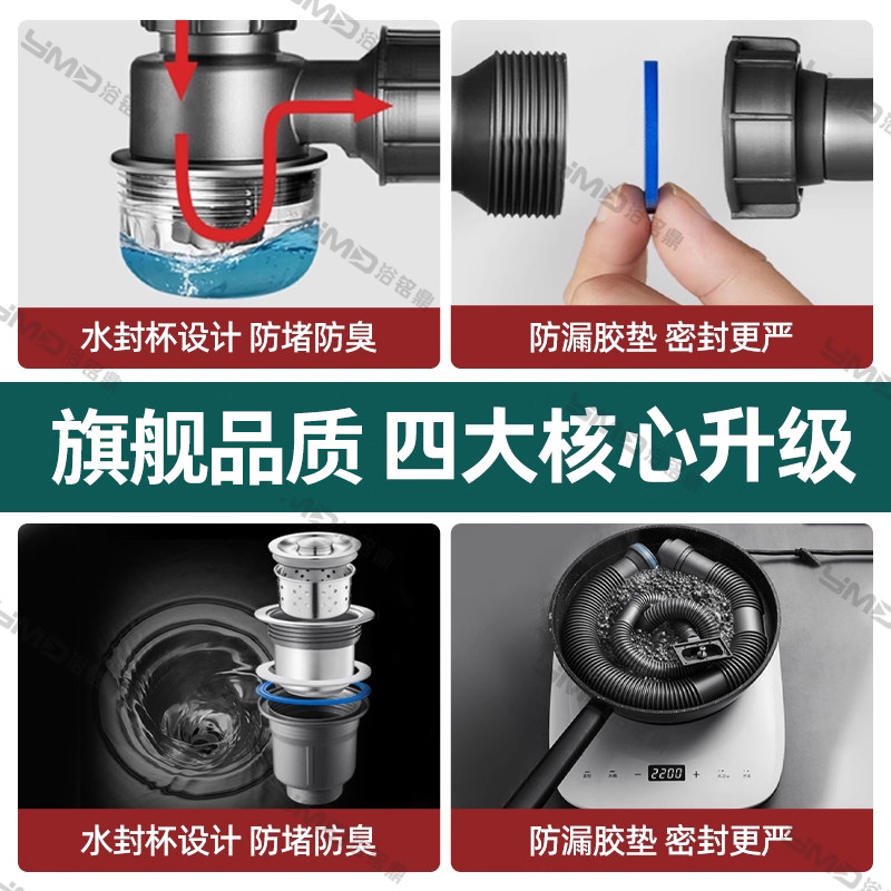 厨房洗菜盆下水管配件单双水槽防臭三通碗池下水器排水管通用套装,淘宝优惠券,粉丝福利购,淘宝优惠卷