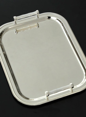 现代金属祖母绿手柄长方形托盘