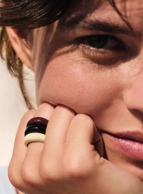 Céleste撞色珐琅滴釉素圈戒指女