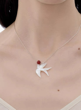 Céleste新中式白贝燕子项链女