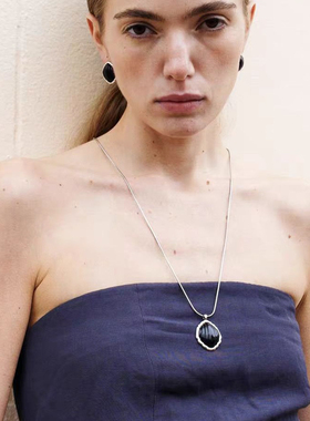 Céleste小众层叠黑曜石项链女