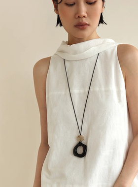 Céleste老钱风烟雨黑绳项链女