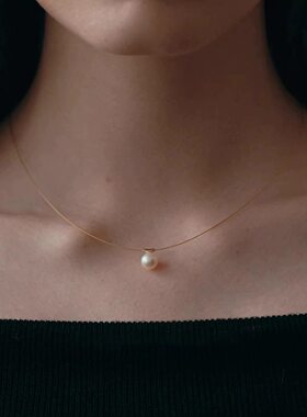 Céleste小众浮月珍珠项链女