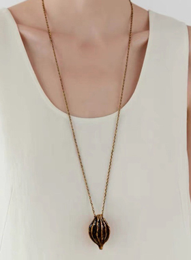 Céleste做旧植物种子吊坠项链女