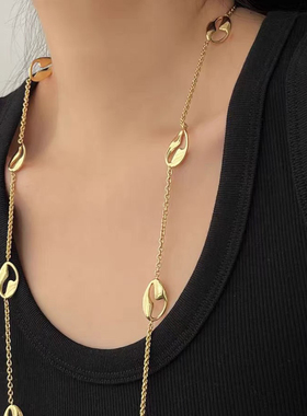 Céleste款T扣猪鼻子多环项链女