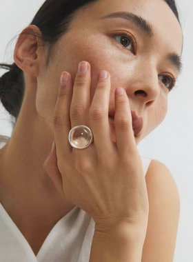 Céleste白水晶方形戒指女