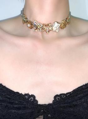 新款 「凡尔赛」金色华丽choker项链2件套,可拆分佩戴