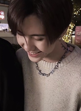 暗黑大米.m同款简约字母淬火hiphop饰品项链锁骨链欧美小众男潮