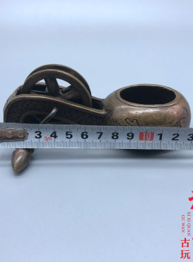 清代纹饰老墨斗复古风杂项纯黄铜