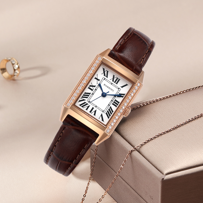 专柜罗西尼女长方形简约气质石英表 罗西尼瑞德方华国产腕表