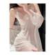 .Sexy ice silk pajamas for women summer day 2023 new internet celebrity style high-end cheongsam nightgown nightgown bathrobe set