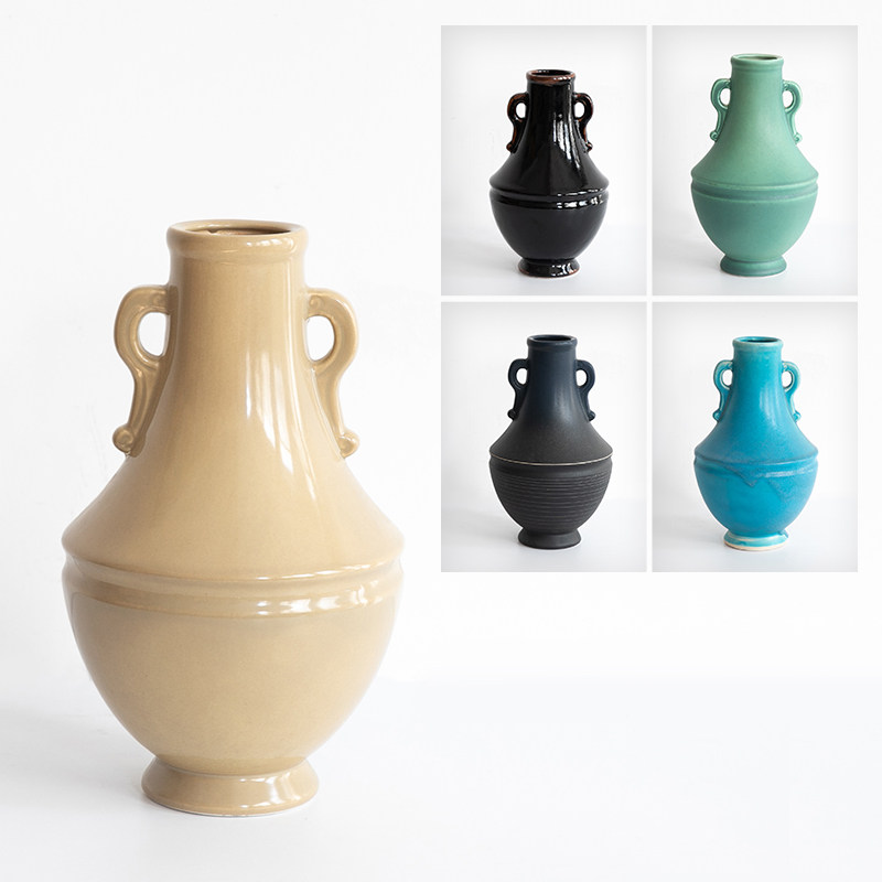 日本进口万古烧现货陶罐日式花道插花花瓶陶瓷自由池坊花器器皿