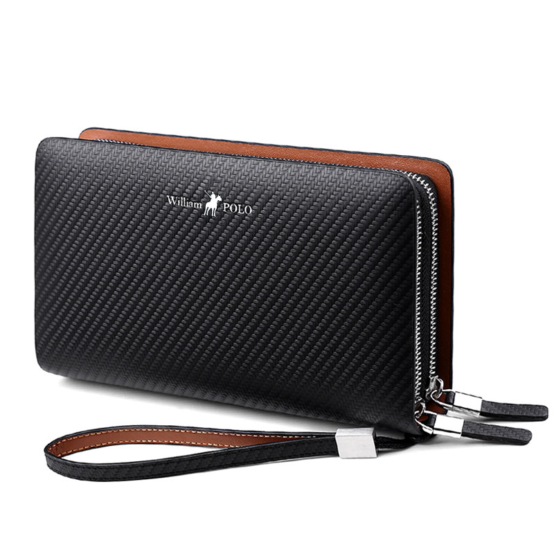 英皇保罗商务大容量牛皮长款手拿包 英皇保罗男士包袋