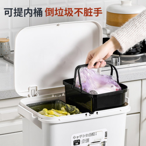 日式厨房垃圾桶家用2026新款双层大容量厨余专用分类干湿分离高款 - 图0