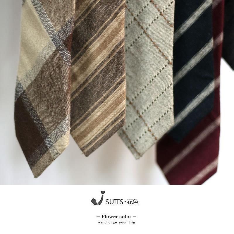 咖色亚麻棉质黄色暗红黑色哑光复古休闲英伦日系7厘米小众领带,淘宝优惠券,粉丝福利购,淘宝优惠卷