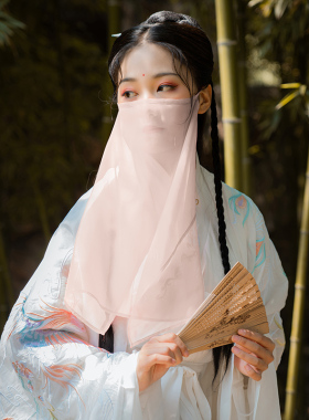 绛尾儿汉服面纱中国风蒙面纱巾