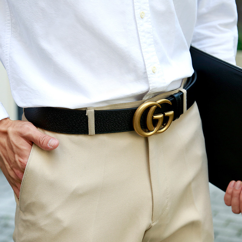 【直发】gucci 20新款男士黑色腰带 IQH箱包海外腰带/皮带/腰链