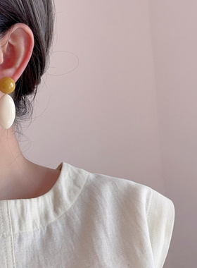 夸张度假风椭圆形水滴吊坠耳环女