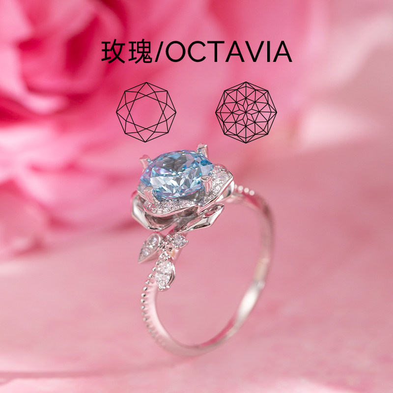 VRAI Rose Round Diamond Wedding Ring Platinum Diamond Ring Customized for Women Slim Ring Arm