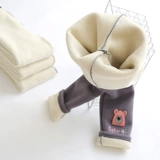 Демисезонные бархатные детские утепленные мультяшные леггинсы, удерживающие тепло штаны, с медвежатами